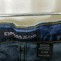 Express Low Rise Boot Cut Jeans Dark Blast Acid Washed Sexy Womens 5 / 6 Denim