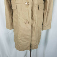 Vintage Valerie Stevens Midi Trench Coat Womens M Tan Khaki Camel Peacoat Cotton