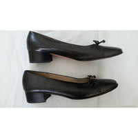 Salvatore Ferragamo Boutique Snake Skin Look Bow Low Heel Black Italy Womens 6