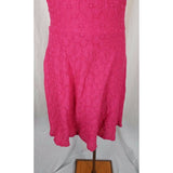 Bobeau Floral Lace Fit & Flare Summer Sun Tank Dress Womens L Stretch Hot Pink