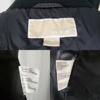 Michael Kors Black Goose Down Jacket Parka Coat Womens L Puffer Knit Collar