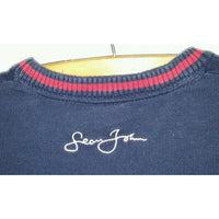 Vintage Sean John Signature Crest Logo Patch Crew Neck 100% Cotton Sweater L Red