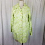 LL Bean Floral All Weather Cotton Barn Trench Coat Womens S Lime Green OAPX8