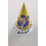 Vintage Circus Clown Happy Birthday Party Paper Cone Hat Yellow Bozo Fringe