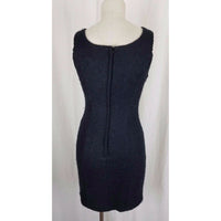 Vintage Nu Oz Bodycon Stretch Boiled Wool Look Little Black Dress Womens S USA