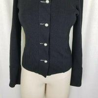 Clorinda Merino Wool Cardigan Sweater Jacket Womens S Black Collared Italy Top