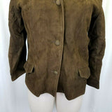 Vintage Brown Brushed Leather Jacket Blazer Insulated Fur Lined Womens 8 Suede