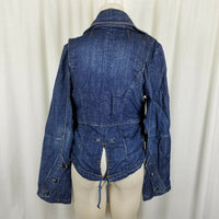 Speedway Luxury Designer Cropped Denim Jean Jacket Womens L Avant Garde Artsy