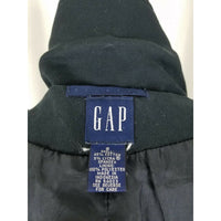 Gap Stretch Black Half Belted Back Full Button Up Jacket Womens 8 Apron Pockets