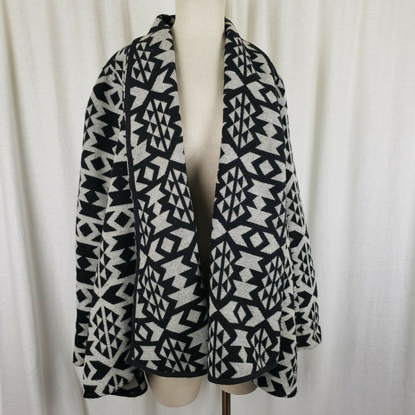Forever21 Southwestern Woven Wool Kimono Jacket Open Front Swing Womens L Aztec