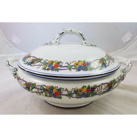 Wilton Ware Birds of Paradise China Covered Serving Dish Handles England Parrot