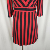 Mod Vintage 60s Twiggy Space Age Fit & Flare Twirl Mini Dress Striped Womens M L