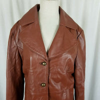 Vintage Alegre Donna Brown Leather Peacoat Coat Western Womens L Buttery Soft