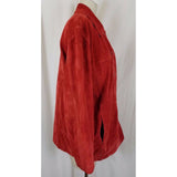 St. John's Bay Washable LEATHER Suede Full Button Up SHIRT JACKET Womens L Red
