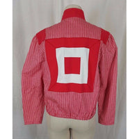 Vintage Ayako Designer Canvas Railroad Stripe Geometric Jacket Womens S M Red