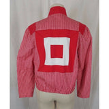 Vintage Ayako Designer Canvas Railroad Stripe Geometric Jacket Womens S M Red