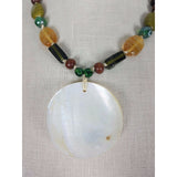 Zad Iridescent Mother of Pearl Shell Pendant Beads BEADED NECKLACE Jewelry