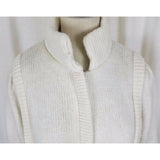 Carlisle Couture White Long Zip Up Cardigan Knit Sweater Jacket Coat Womens S