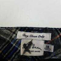 LL Bean Signature Plaid Wool Wide Legs Trousers Pants Womens 18 Belted Buckle