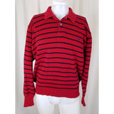 Polo Ralph Lauren Striped Knit Collared Henley Polo Pullover SWEATER Red Mens L