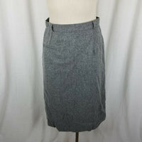 Hannington Boston Gray Wool Flat Front Straight Pencil Skirt Womens 14 Vintage