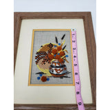 Southwestern Wood Framed Needlepoint 3D Raised Picture Native Artwork 13x11 Mat