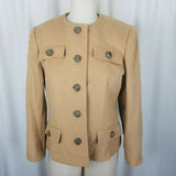 Herbert Grossman by Cynthia Sobel Camel 100% Wool Cropped Jacket Blazer Womens 8