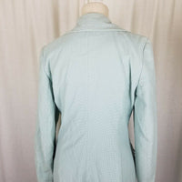 Long Tall Sally Cotton Summer Trench Coat Womens 12 Fitted Light Teal Blue Green