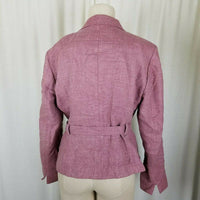 Brooks Brothers Woven in Italy Wool Linen Belted Country Jacket Blazer Womens 12