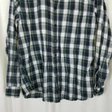 LL Bean Tartan Plaid Flannel Button Up Long Sleeve Camp Shirt Mens M Blue Yellow
