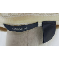 Liz Claiborne Henley Knit Sweater Cotton Shawl Collar Funnel Neck Womens M Cream