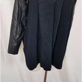 Nurture Open Front Asymmetrical Knit Vegan Faux Leather Sweater Jacket Womens L