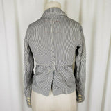 Gap Pinstriped Cropped Denim Blue Jean Trucker Jacket Womens XS Railroad Stripes