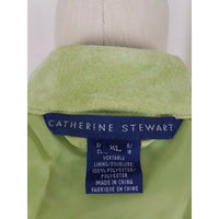 Catherine Stewart Quilted Lime Green Washable Suede Leather Zip Vest Womens XL