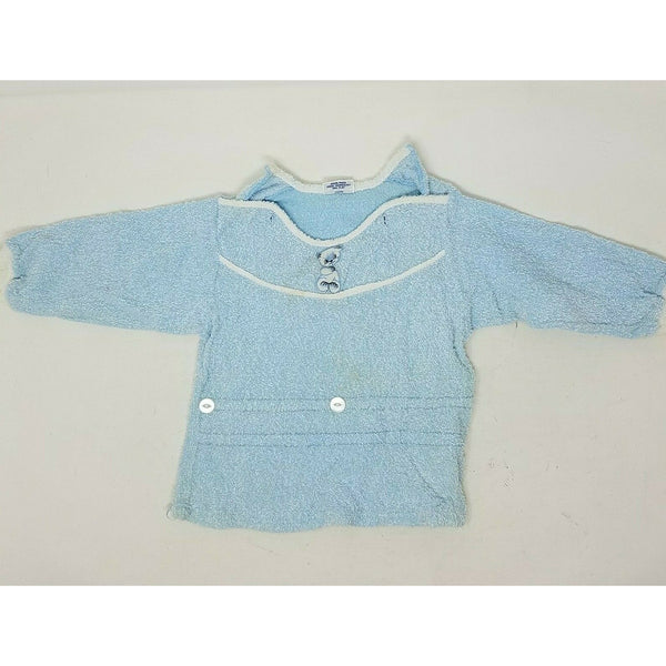 Vintage St Michael Terrycloth Top Shirt Baby Blue Boys 12-18M Blue Teddy Bears