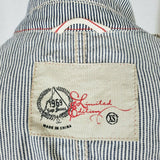 Gap Pinstriped Cropped Denim Blue Jean Trucker Jacket Womens XS Railroad Stripes