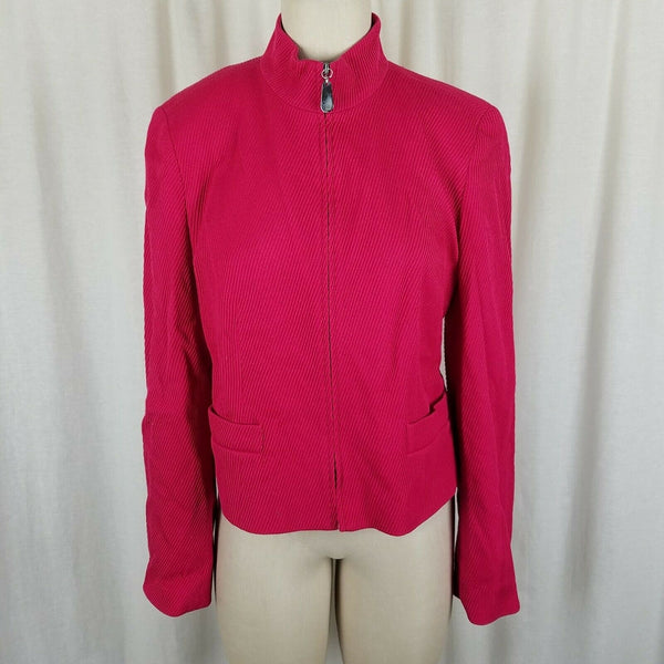 Vintage Talbots Collection Wool Ribbed Blazer Jacket Womens 12 Italy Bright 80s