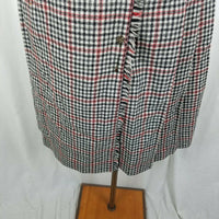 John Meyer Wool Checked Plaid Pleated Pinned Wrap Kilt Skirt Womens 10 Vintage