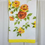 Vintage Satin Trim Antique Roses Print Thermal Polyester Blanket 76”x90” Yellow