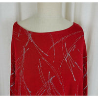 Vintage The Chicks in the Back Room Stretch Top Tunic Shirt Womens L Red Glitter