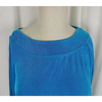 NWT QVC Style Citiknits Stretch Top Tunic Shirt Womens XL Blue Scoop Neck Ribbed