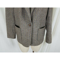 Vintage David Craig Wool Mottled Tweed Pinstriped Blazer Jacket Womens 12 Tan