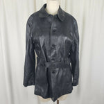 Vintage Paul Blanche Skins Belted Black Leather Jacket Blazer Look Coat Mens