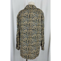 Style Exchange Satin Animal Leopard Cheetah Print Tunic Blouse Top Womens L 80s