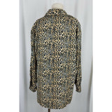Style Exchange Satin Animal Leopard Cheetah Print Tunic Blouse Top Womens L 80s