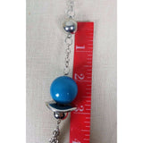 Multi Strand Metal Large Mixed Shape Beads Silver Turquoise BEADED NECKLACE