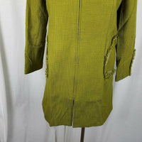Paula Hian Luxe Raw Edge Metallic Trim Woven Long Blazer Jacket Coat Womens S
