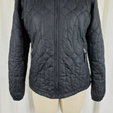 Spyder Black Quilted Embroidered Full Zip Up Anorak Jacket Womens 10 Lightweight