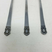 HF Mystique Stainless Steel Flatware Silverware Long Dessert Spoons Lot 3 VTG