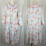 Models Coat Vintage 80s Nightgown House Dress MuuMuu Womens L Snap Up Front